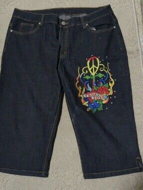 Ed Hardy By Christian Audigier TRUE LOVE EMBROIDERED w/Rhinestones  Sz 20 NWOT